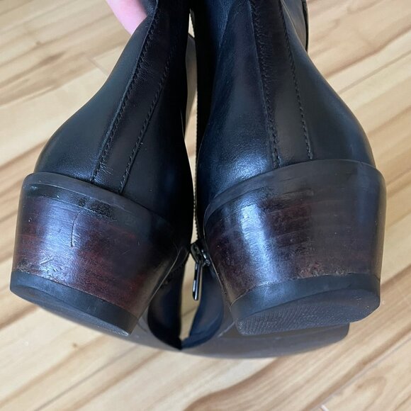 COACH Carmen Black Leather Booties Boots Zipper Pull Heel A01541 Women Size 9 B - Picture 13 of 16
